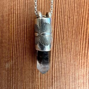 Silver and Clear/Black Tibet Crystal Pendant Necklace
